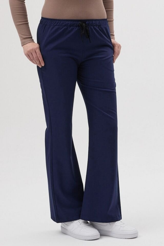 Likralı İspanyol Paça Lacivert Pantolon