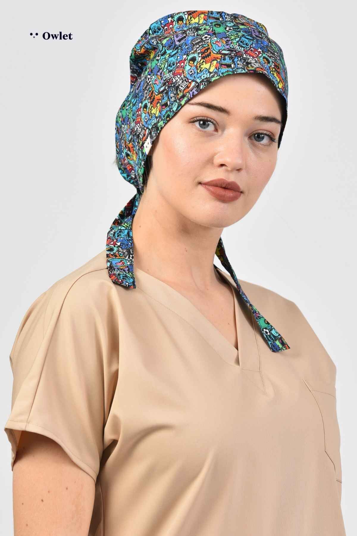 Mikroplar Desenli Cerrahi Tesettür Bone