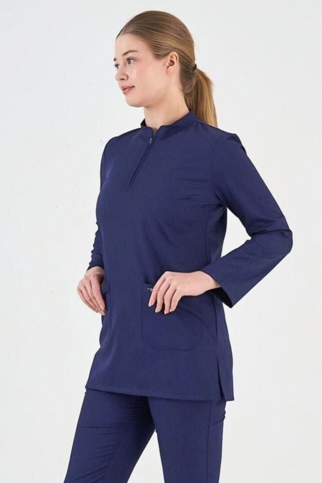 Likralı Patriot Blue Tunik Tek Üst