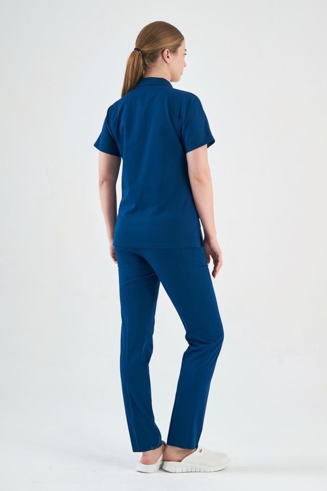 Likralı Petrol Mavisi Polo Yaka Takım