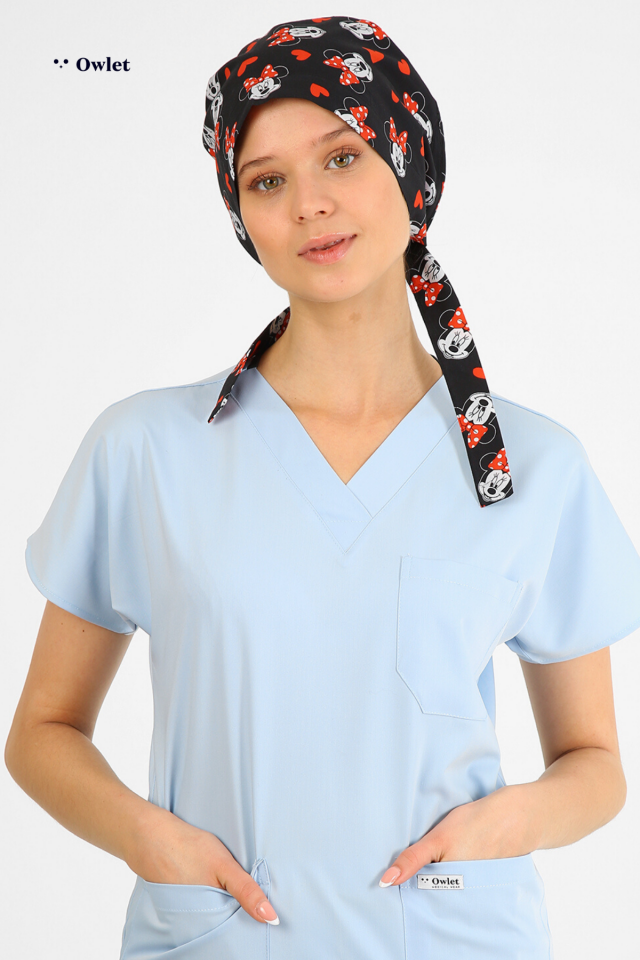 Minnie Mouse Desenli Cerrahi Tesettür Bone