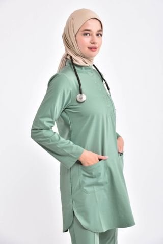 Likralı Cerrahi Tesettür Takım Mint Yeşili