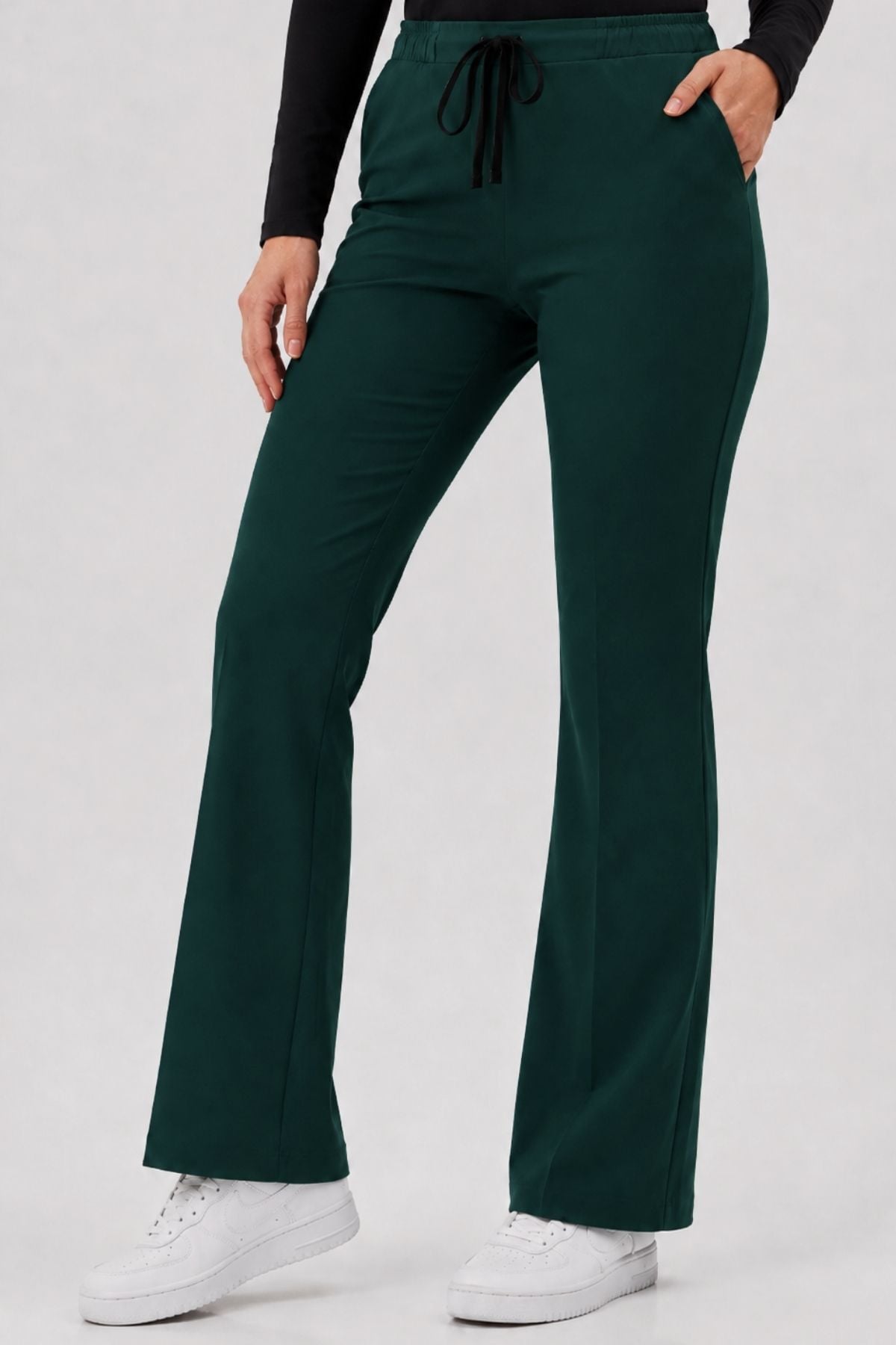 Likralı Çan Paça Zümrüt Yeşili Pantolon