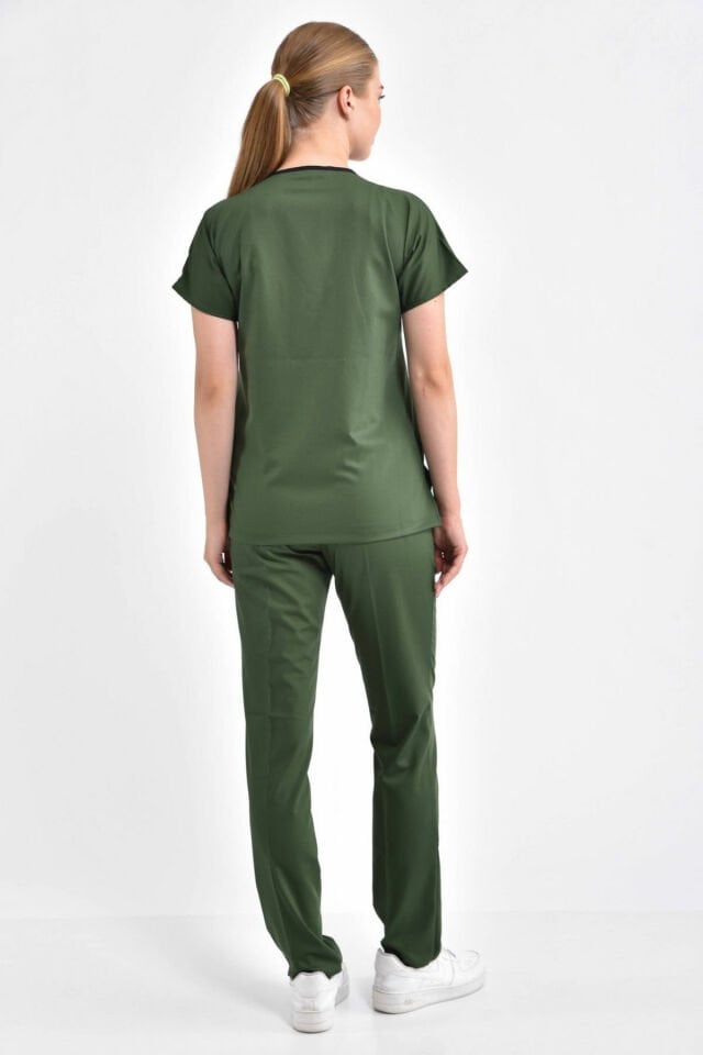 Likralı Haki Yeşili Cerrahi Takım