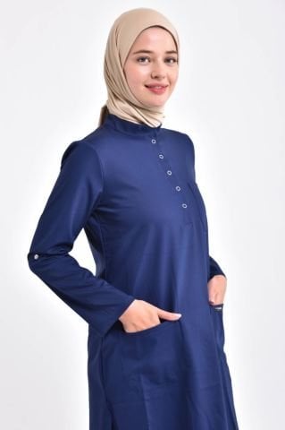Likralı Cerrahi Tesettür Takım Lacivert