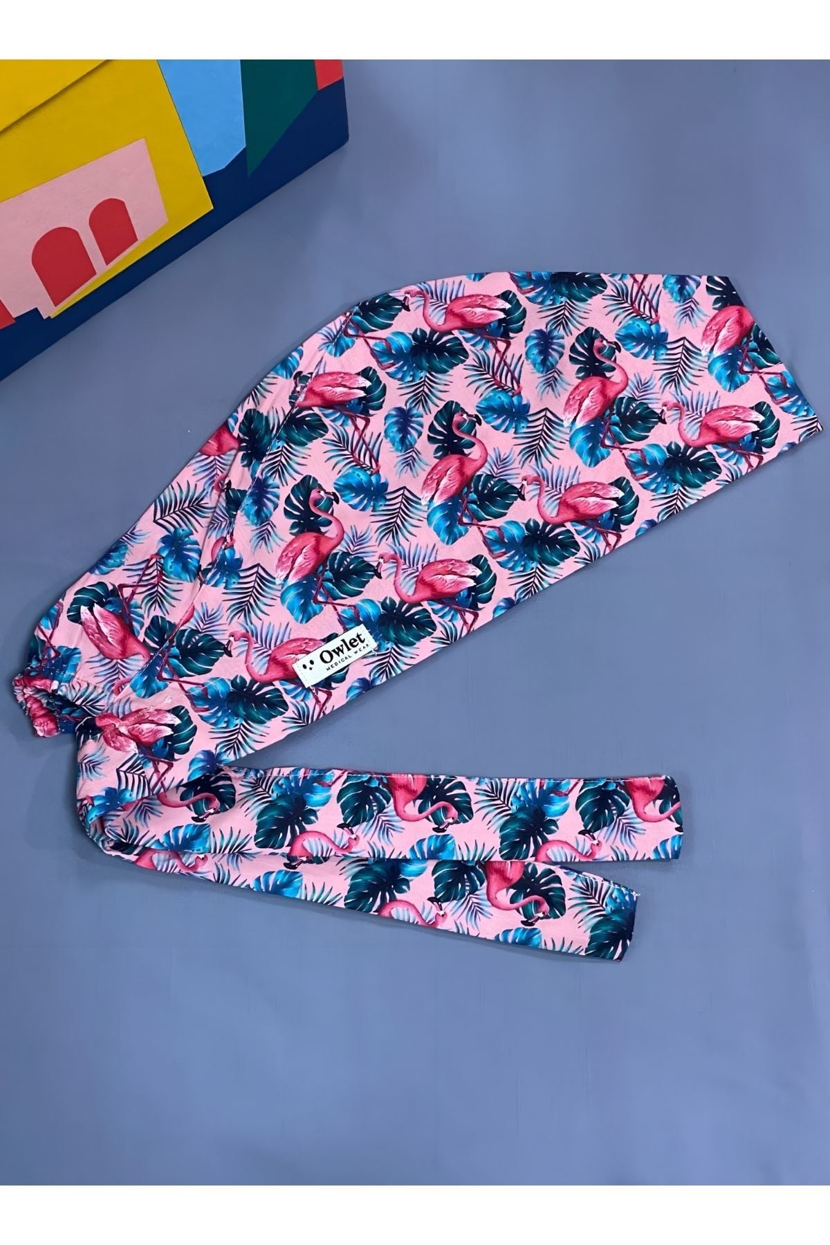 Flamingo Desenli Cerrahi Tesettür Bone - Owlet Medikal