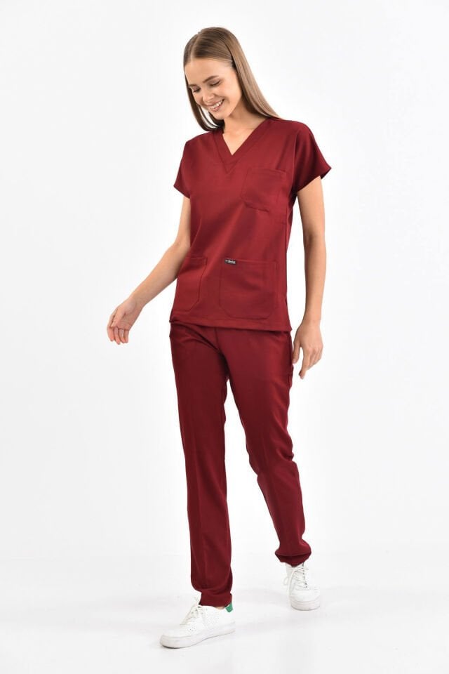 Likralı Bordo Cerrahi Takım