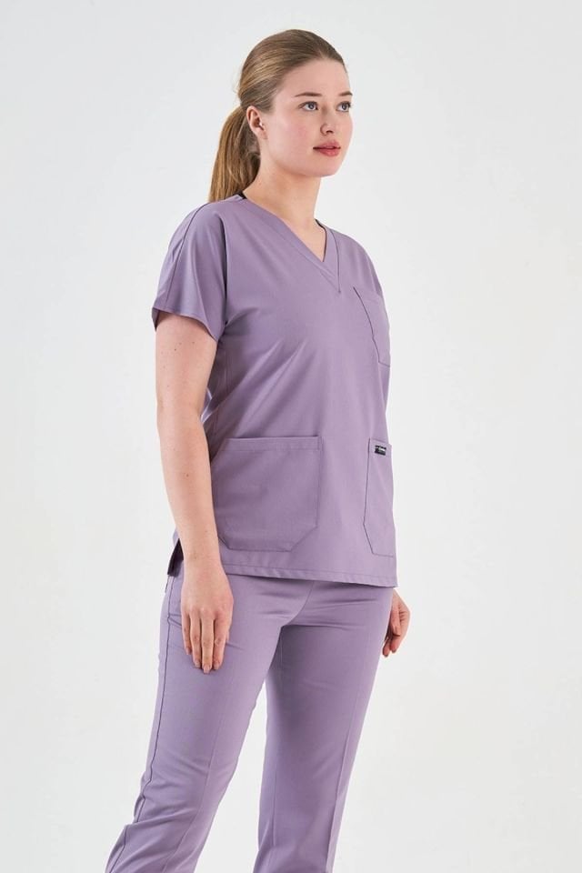 Soft Lila Likralı Cerrahi Forma Takım