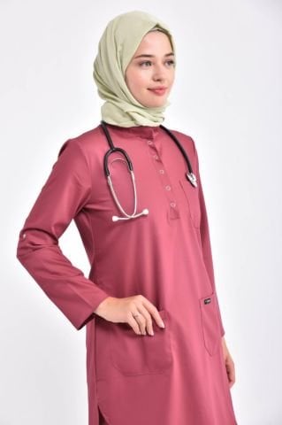 Likralı Cerrahi Tesettür Takım Koyu Pembe