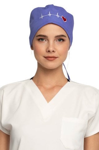 Kalp Ritim Desenli Lila Cerrahi Bone