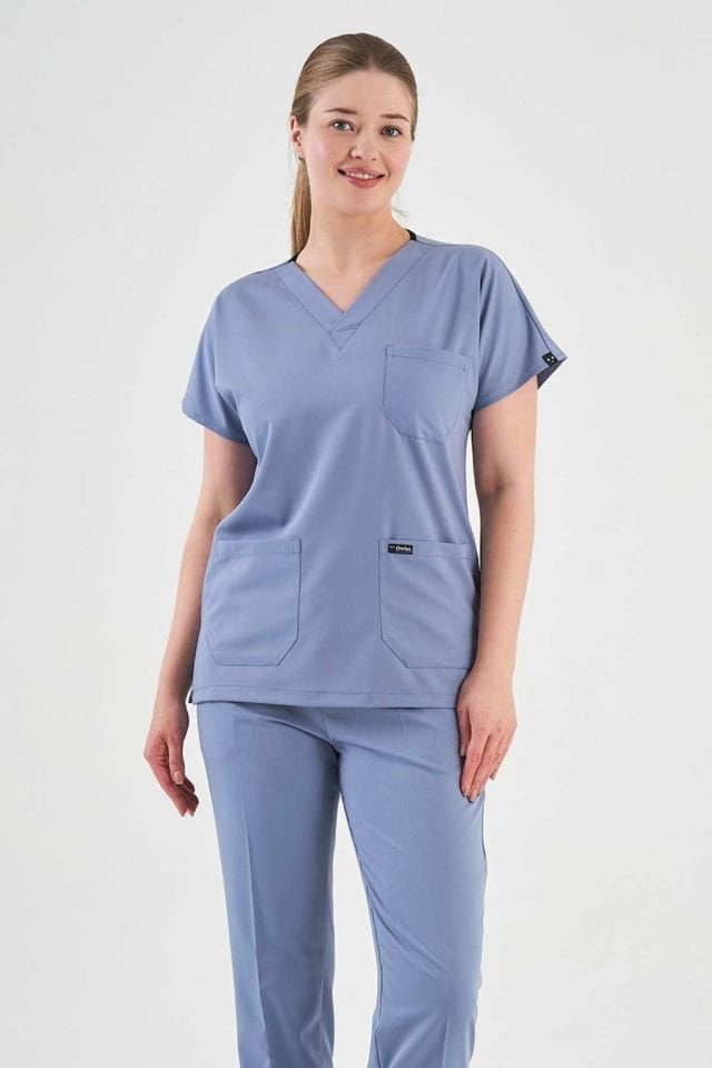 Buz Grisi Likralı Cerrahi Forma Takım