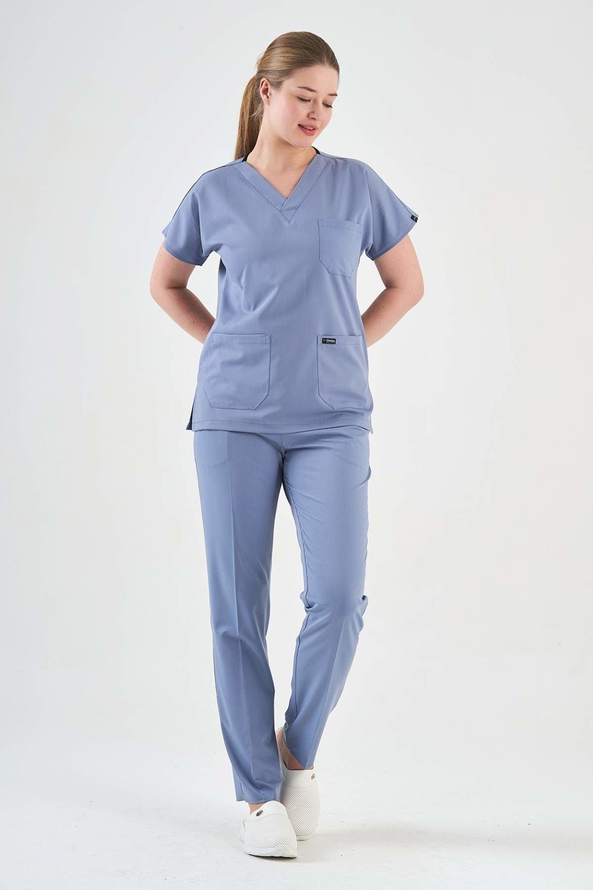 Buz Grisi Likralı Cerrahi Forma Takım