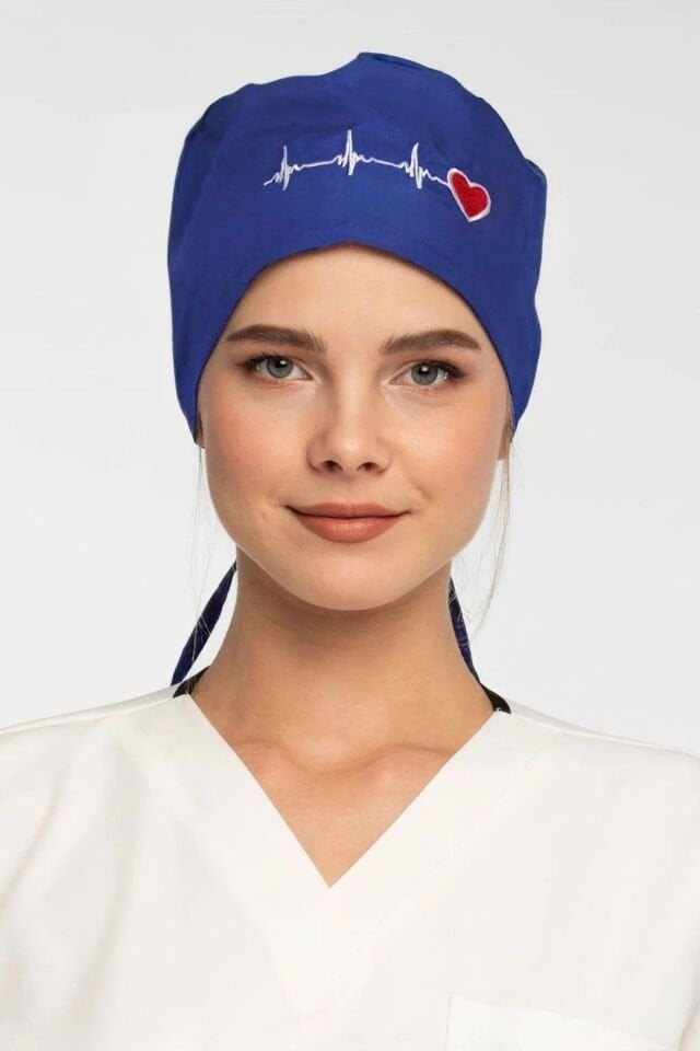 Kalp Ritim Desenli Saks Mavisi Cerrahi Bone