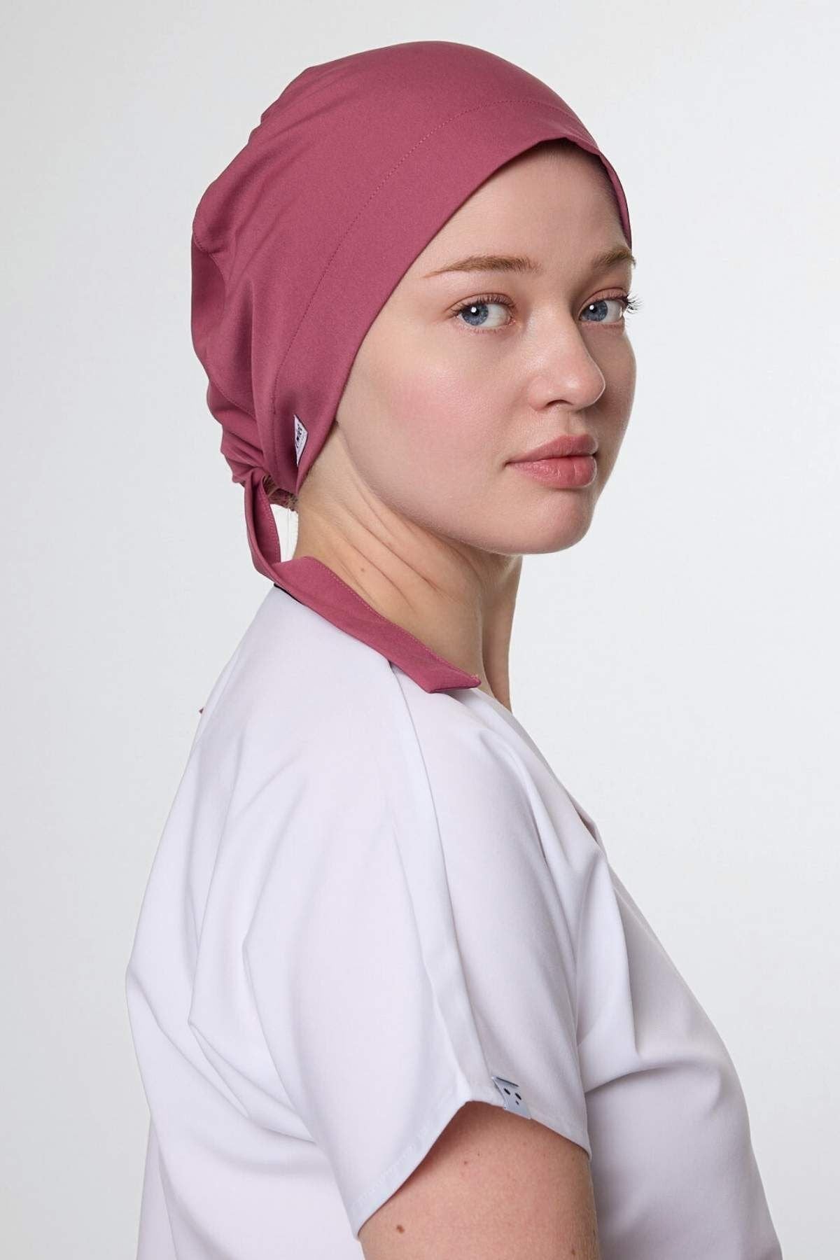Koyu Pembe Likralı Cerrahi Tesettür Bone