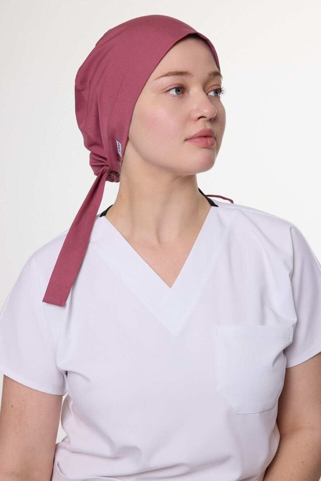 Koyu Pembe Likralı Cerrahi Tesettür Bone