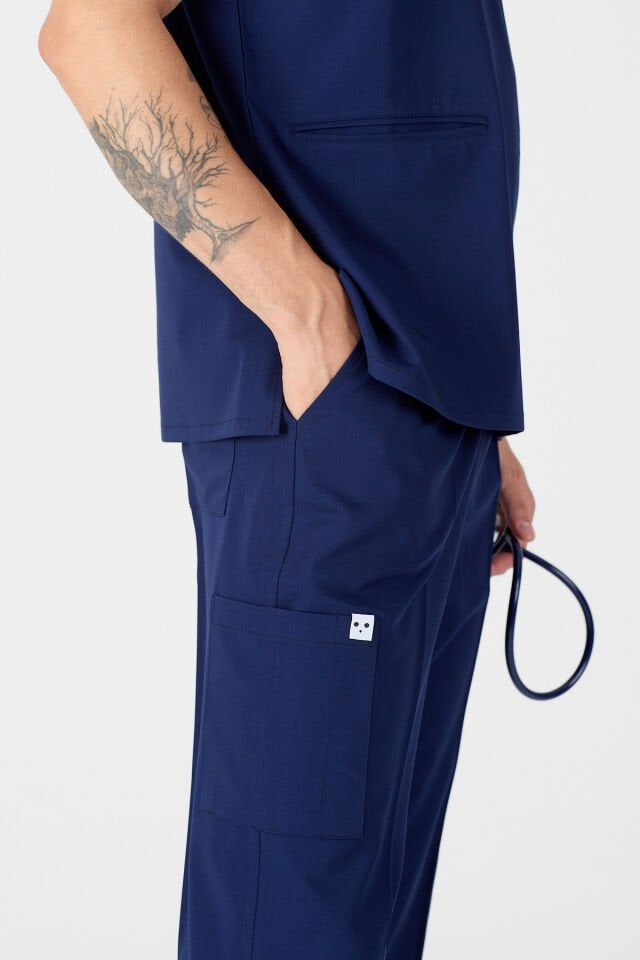 Likralı Lacivert Fermuar Detaylı Scrubs