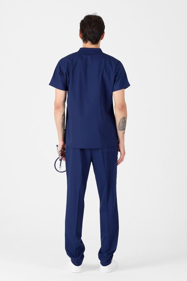 Likralı Lacivert Fermuar Detaylı Scrubs