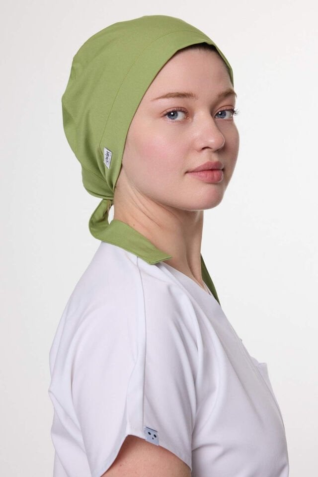 Fıstık Yeşili Likralı Cerrahi Tesettür Bone