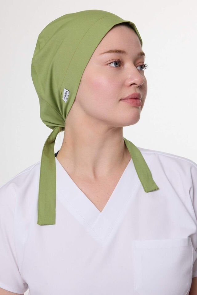 Fıstık Yeşili Likralı Cerrahi Tesettür Bone