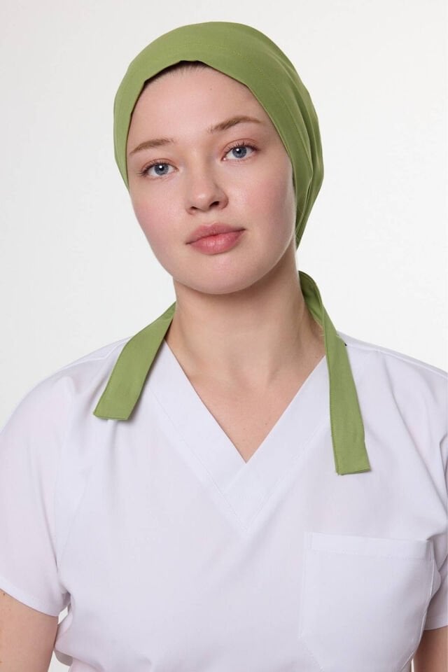 Fıstık Yeşili Likralı Cerrahi Tesettür Bone