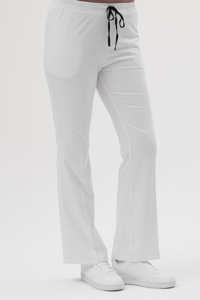 Lycra Wide Leg White Trousers