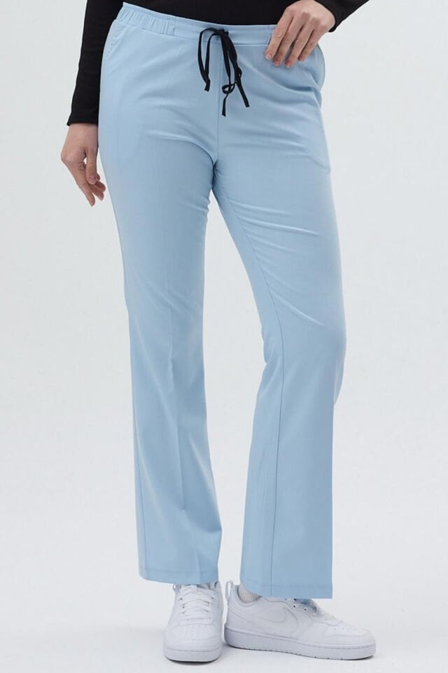 Likralı Çan Paça Bebe Mavisi Pantolon