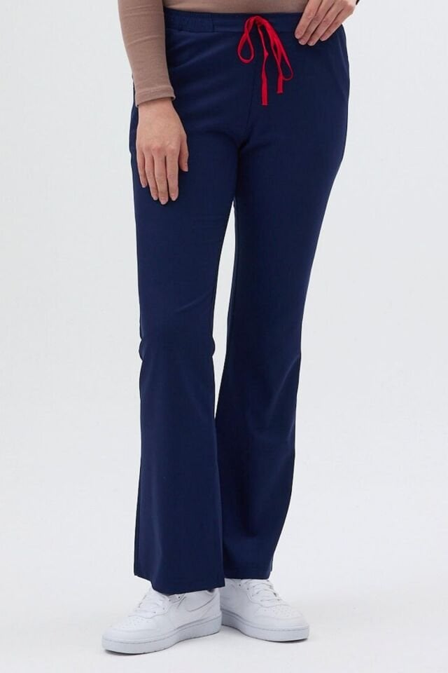 Likralı Çan Paça Lacivert Pantolon