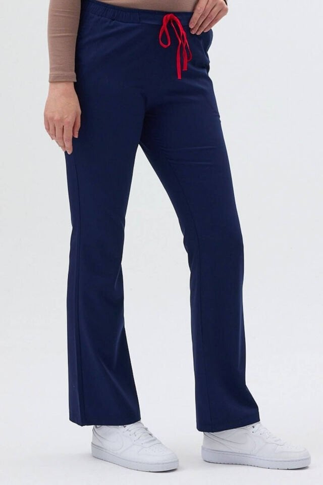 Lycra Wide-Leg Navy Blue Trousers