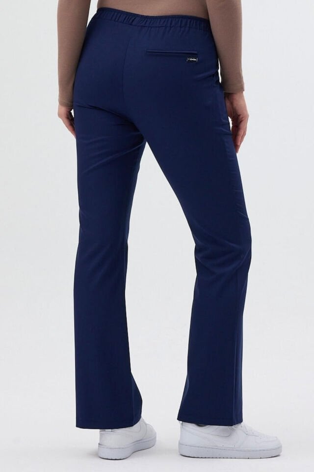 Lycra Wide-Leg Navy Blue Trousers