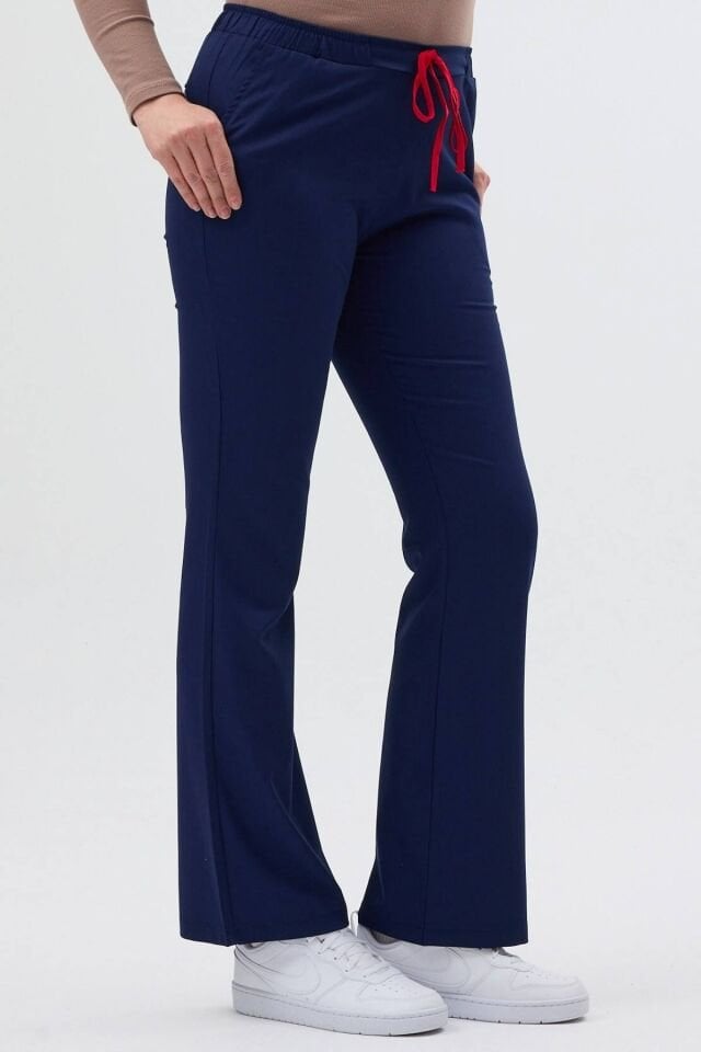 Likralı Çan Paça Lacivert Pantolon