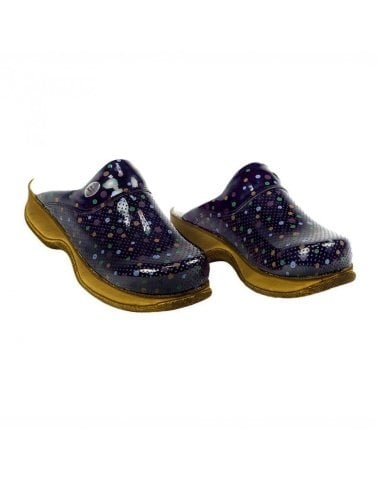 Puantiye Desenli Koyu Taban Sabo Terlik