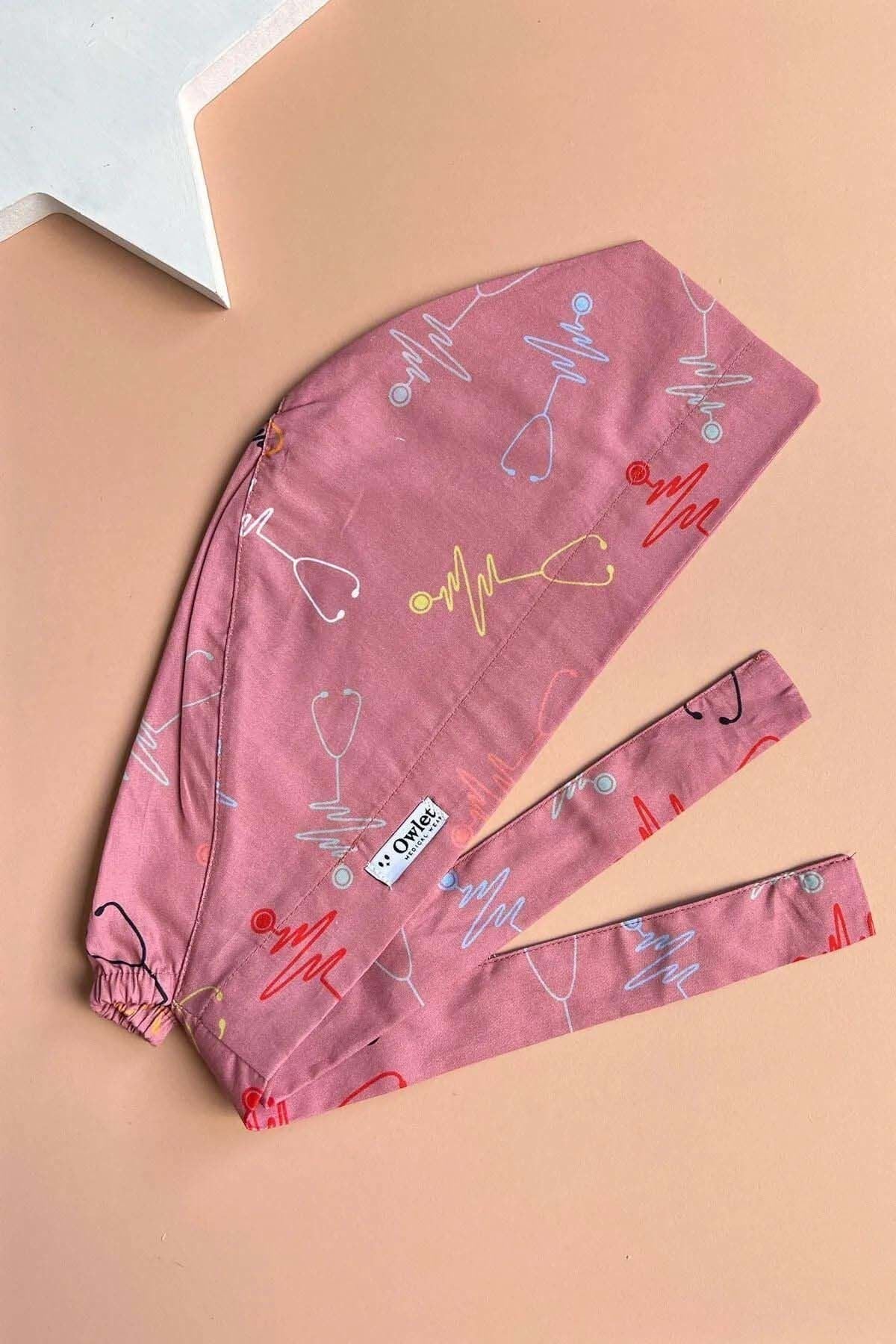 Büyük Stetoskop Desenli Cerrahi Tesettür Bone