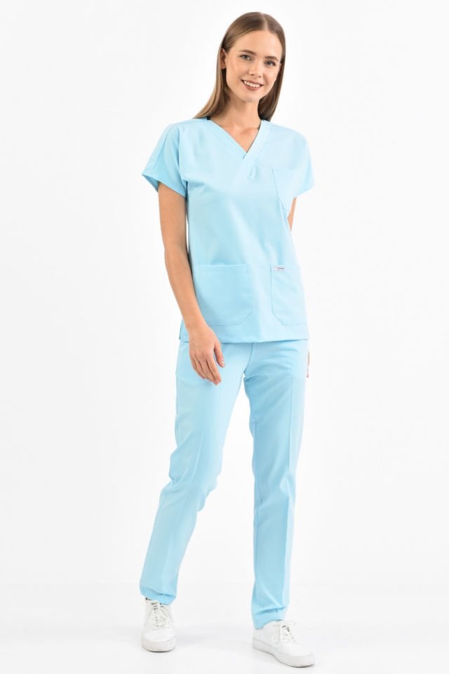 Lycra Ice Blue Surgical Team Uniforms