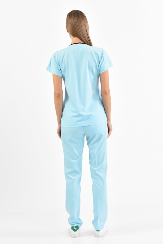 Likralı Buz Mavisi Cerrahi Üniforma Takım