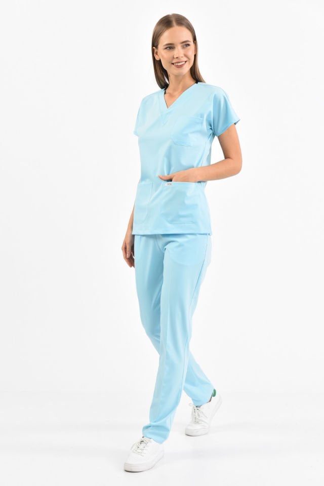 Lycra Ice Blue Surgical Team Uniforms