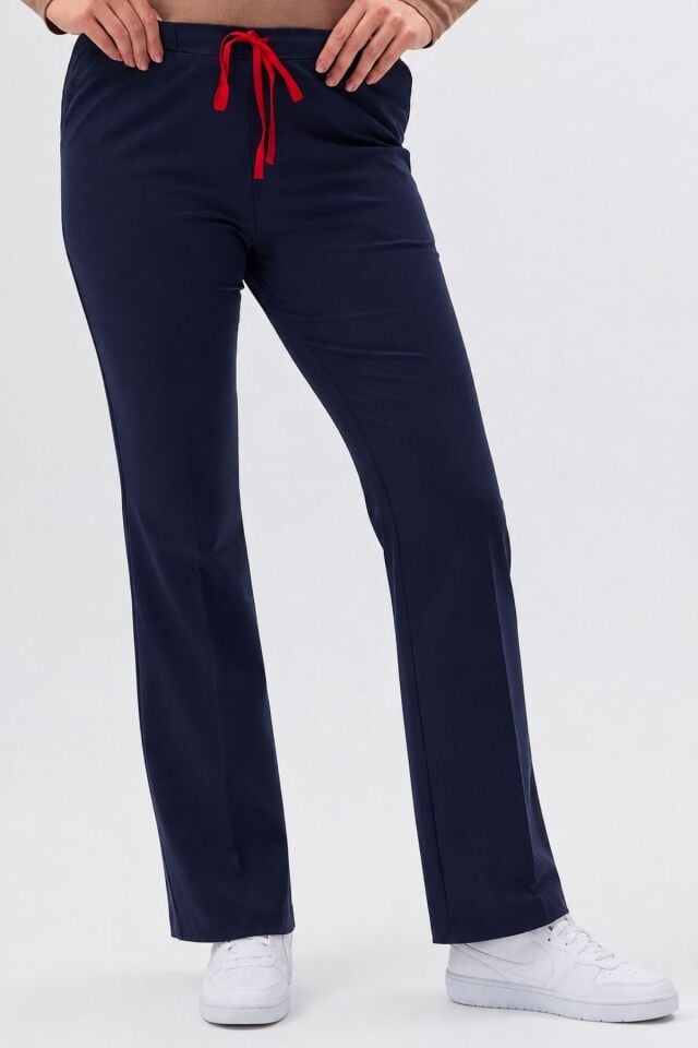 Lycra Wide Leg Dark Navy Trousers