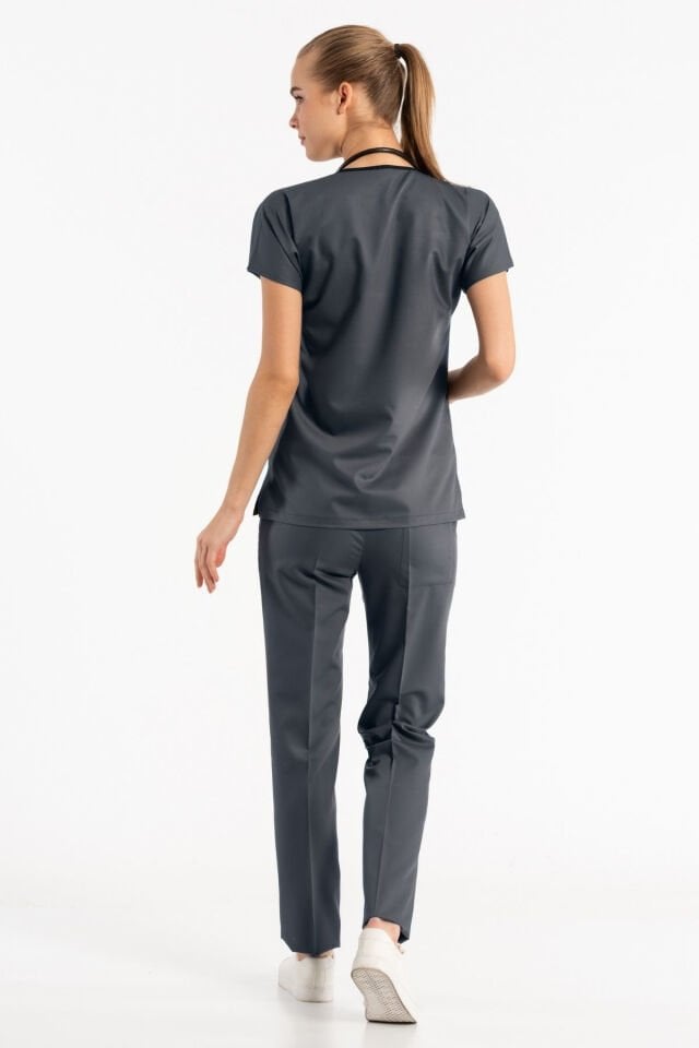 Likralı Füme Cerrahi Üniforma Takım