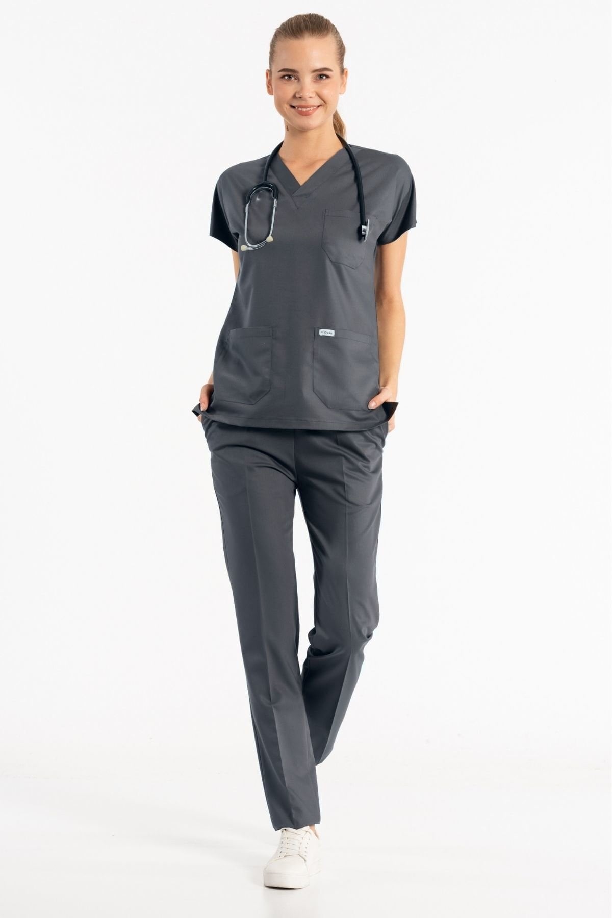 Likralı Füme Cerrahi Üniforma Takım