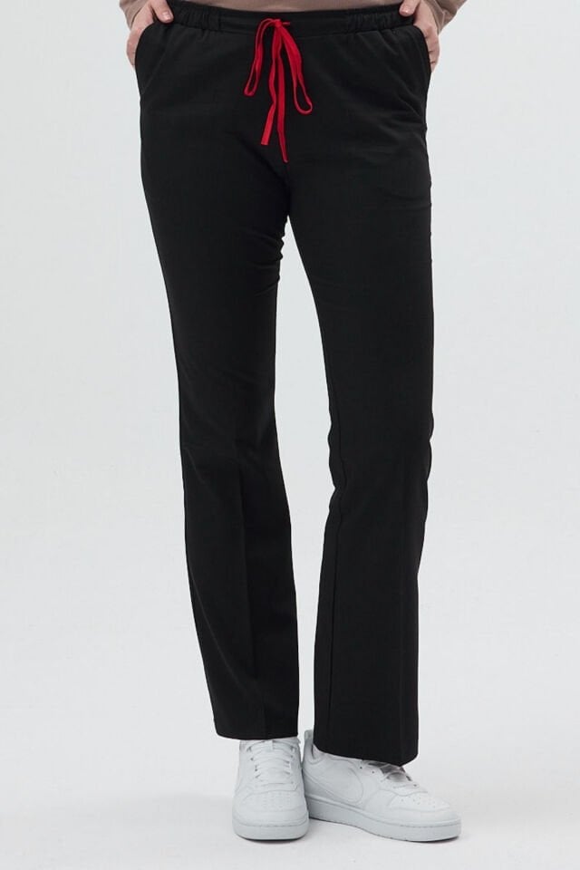 Likralı Çan Paça Siyah Pantolon