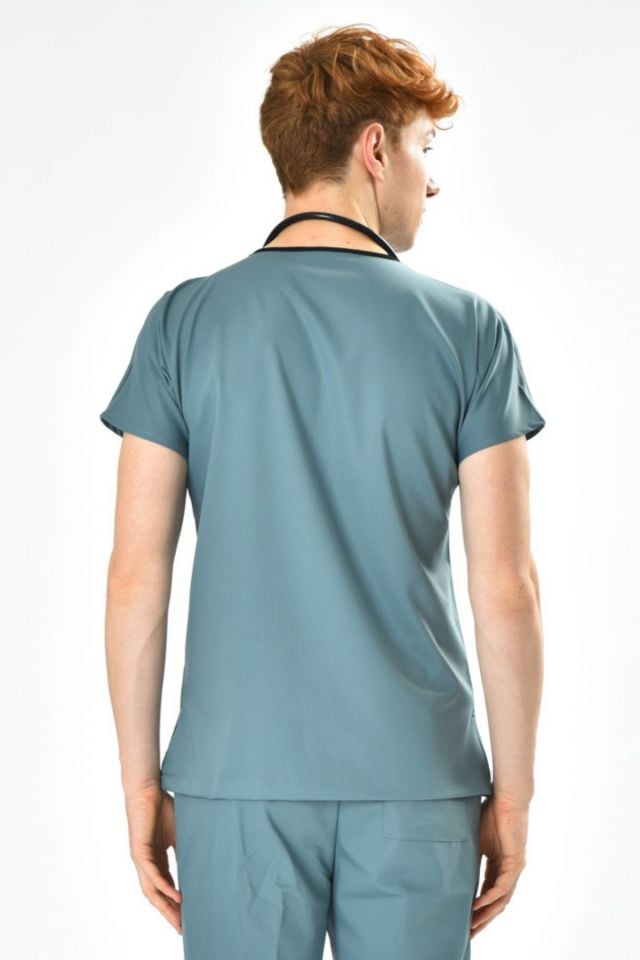 Anthracite Blue Lycra Surgical Jersey Top