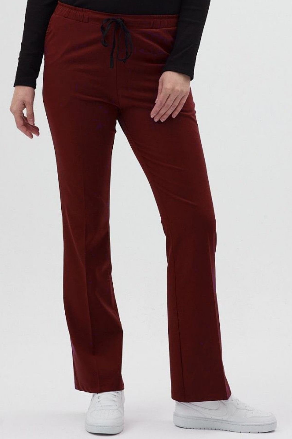 Lycra Bell-Leg Burgundy Trousers