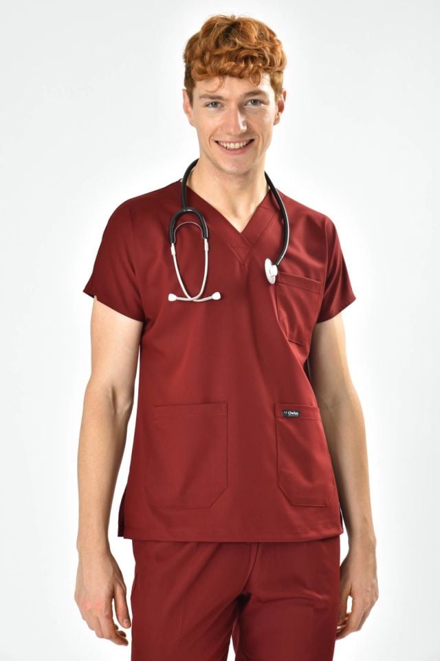 Burgundy Lycra Surgical Jersey Top