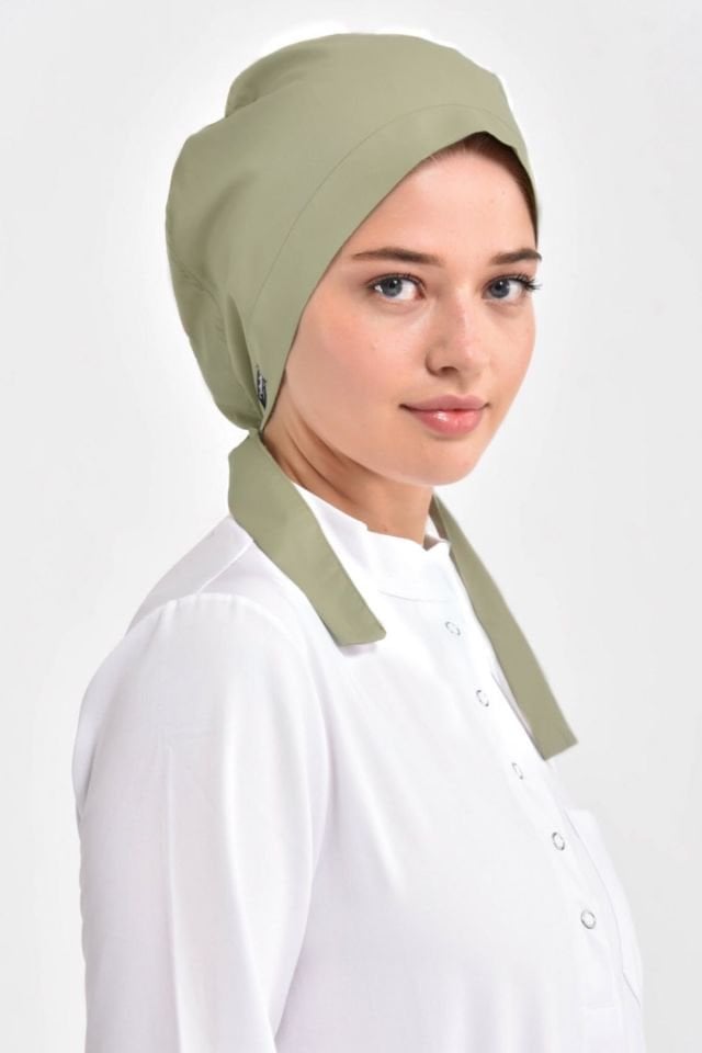 Çağla Yeşili Likralı Cerrahi Tesettür Bone