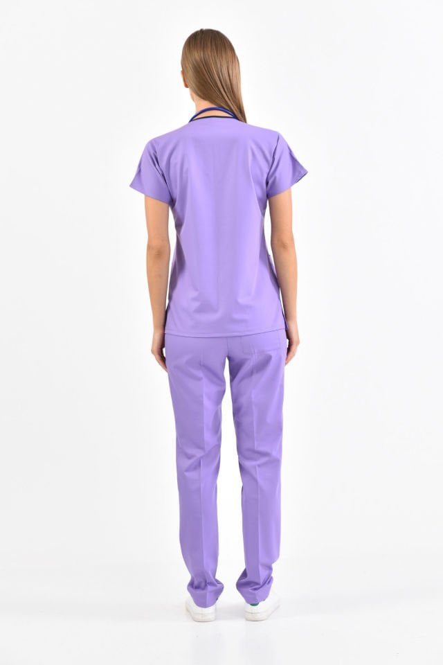 Likralı Lila Cerrahi Takım