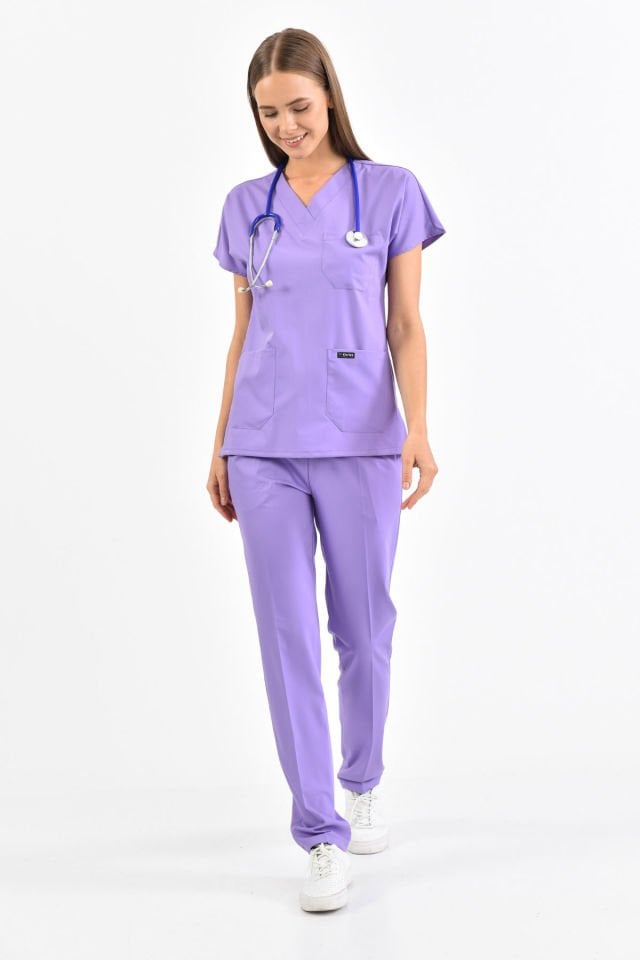 Likralı Lila Cerrahi Takım - Owlet Medikal