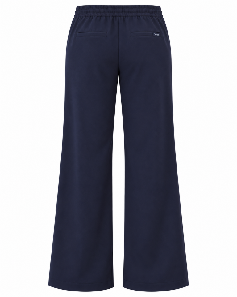 Likralı Koyu Lacivert Bol Paça Scrubs Pantolon