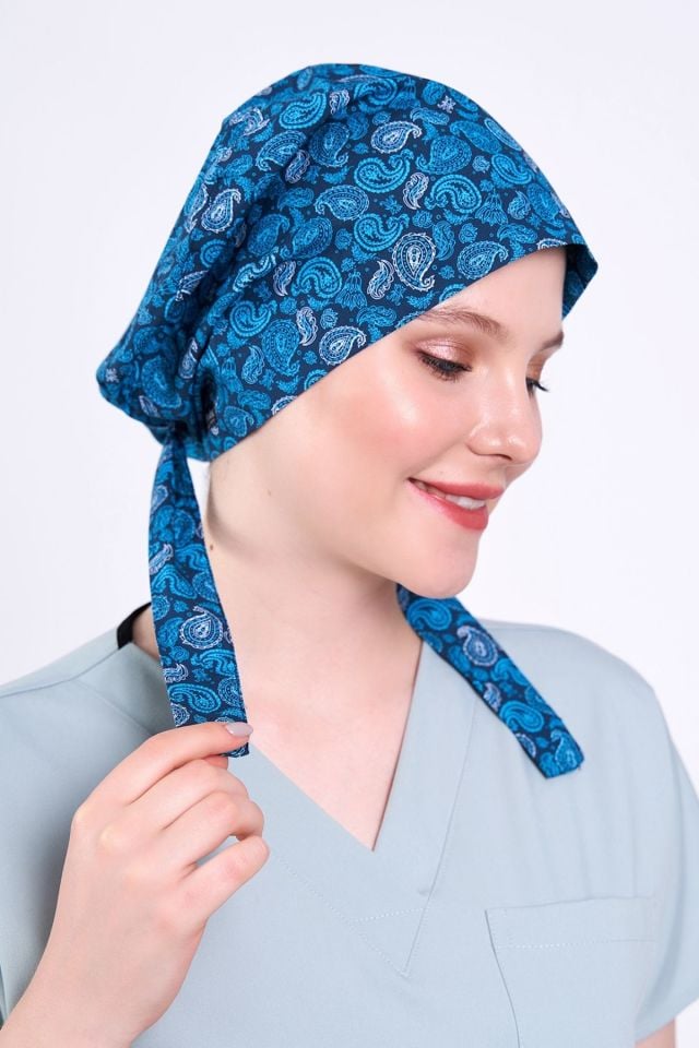Blue Patterned Scarf Hijab Bone