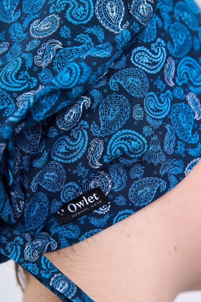 Mavi Şal Desenli Tesettür Bone