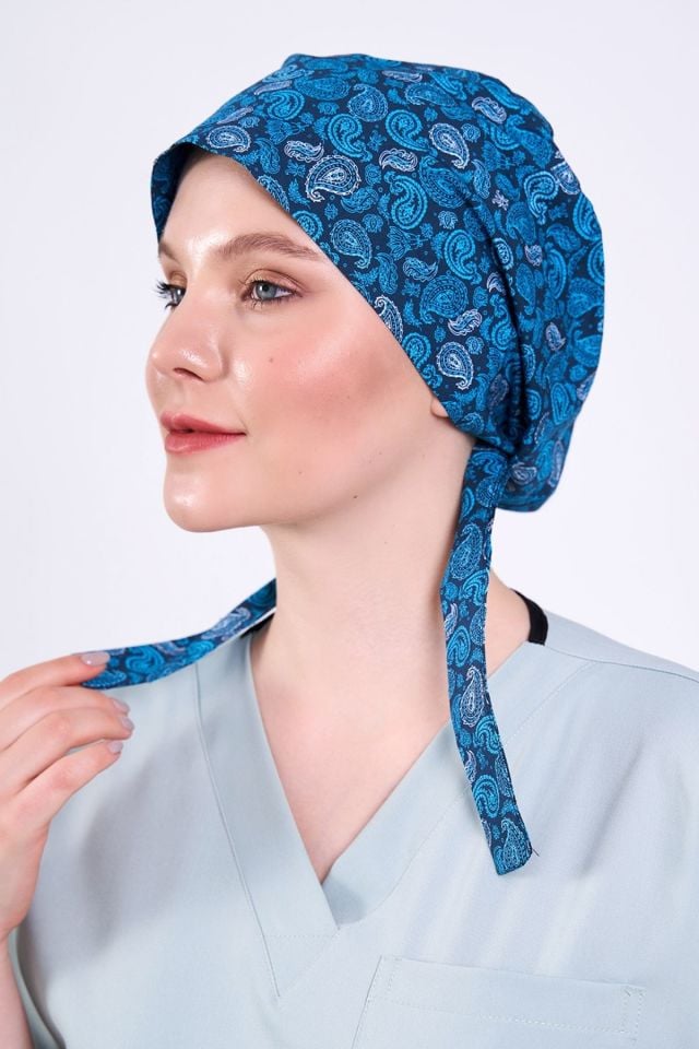 Blue Patterned Scarf Hijab Bone