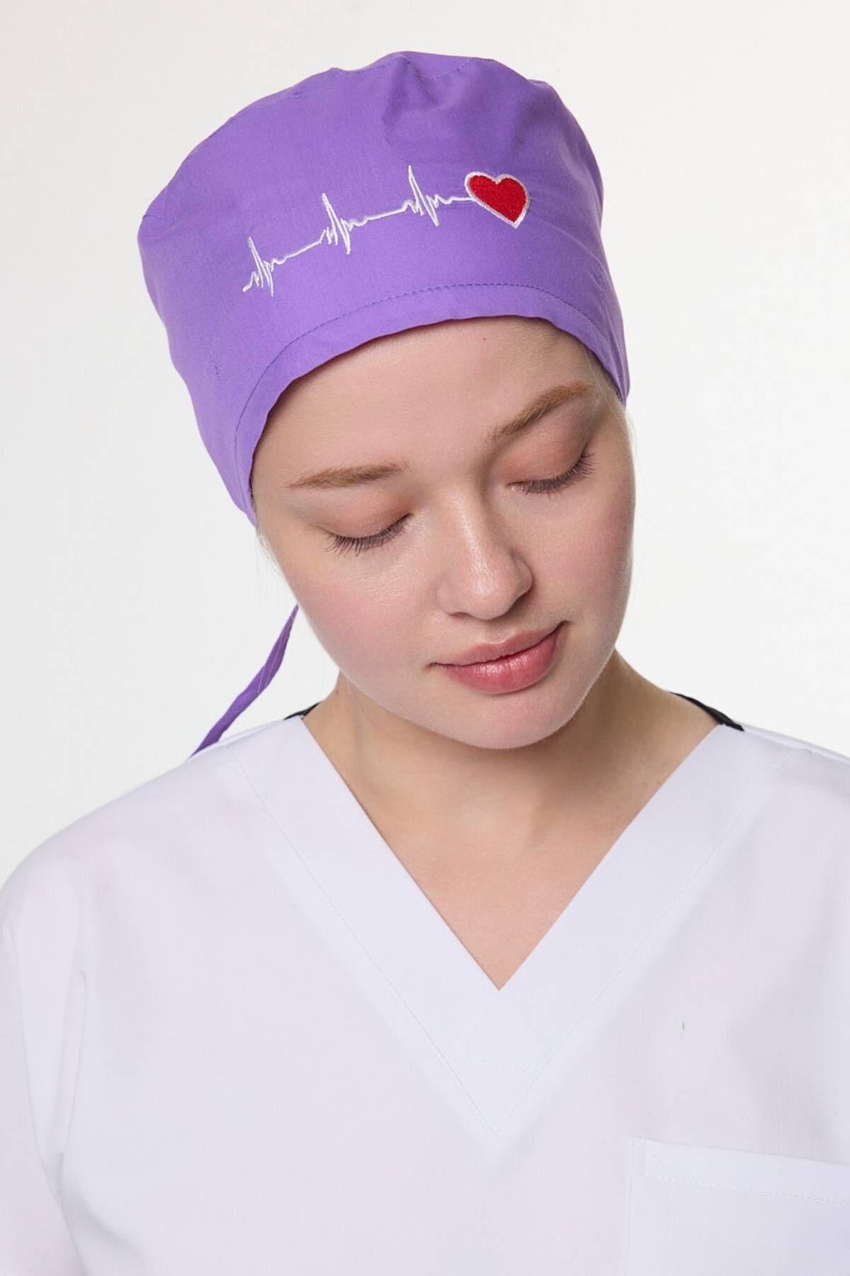 Kalp Ritim Desenli Eflatun Cerrahi Bone